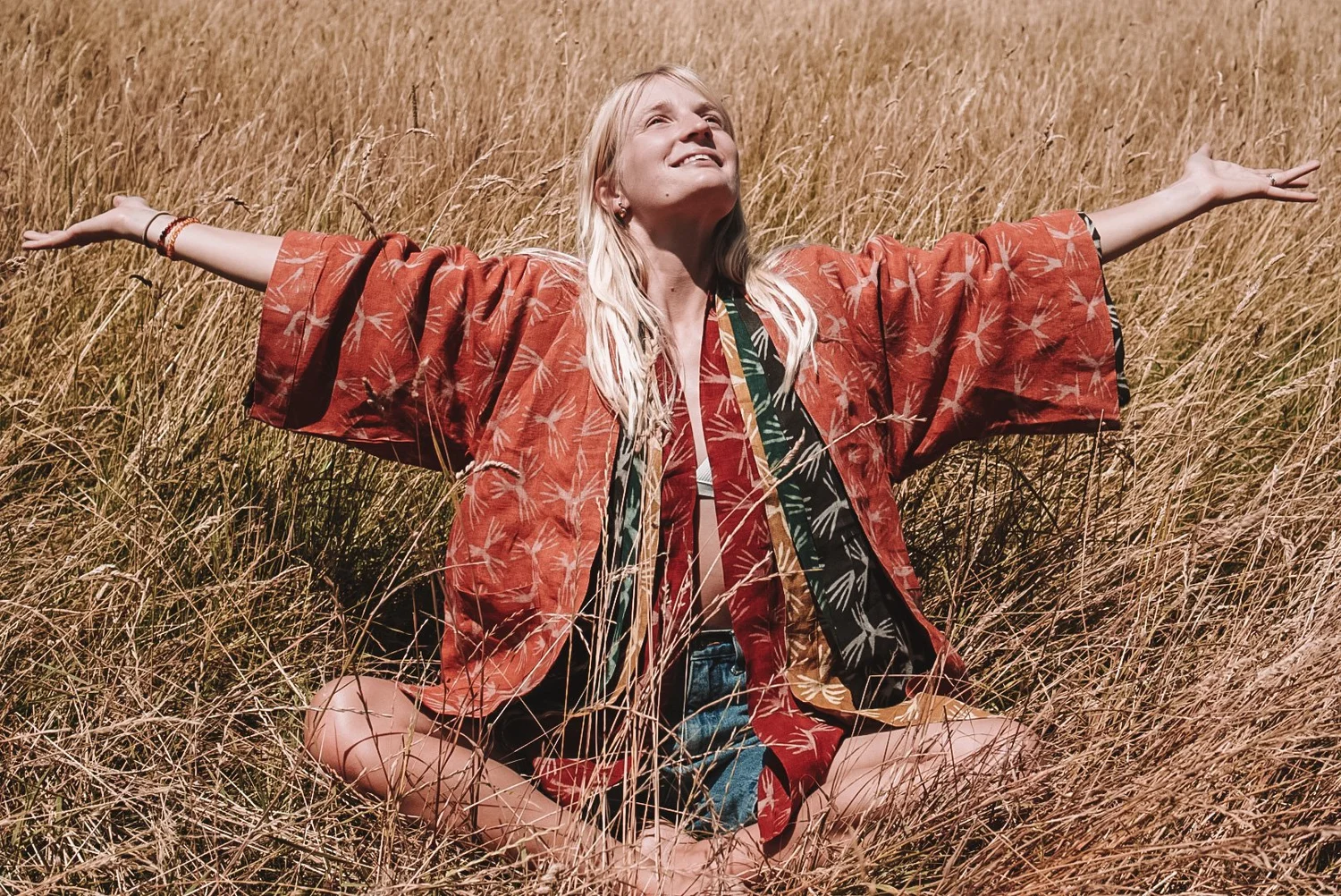 Efa Jacket - Naturally Dyed Hand Printed Linen Shacket Kimono